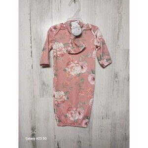 Angel Face Newborn Pink Floral Gown And Ribbon